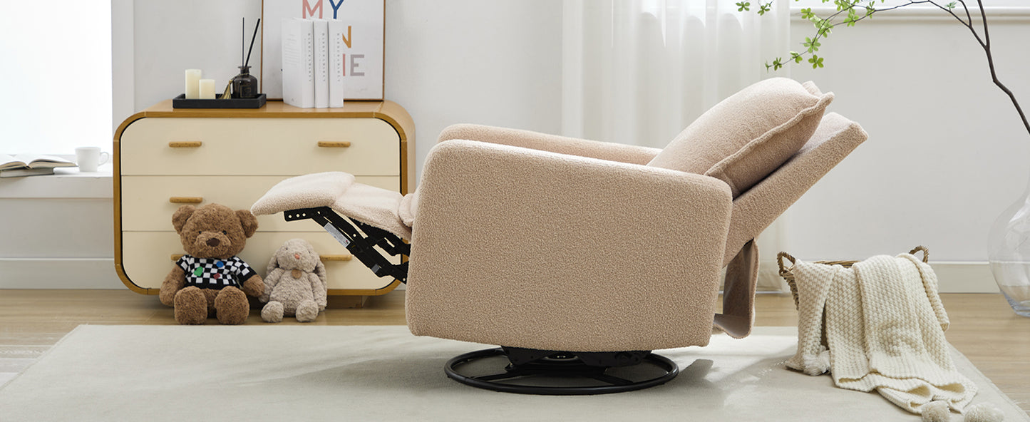 Swivel Rocker Recliner Chair - Teddy Fleece Oatmeal