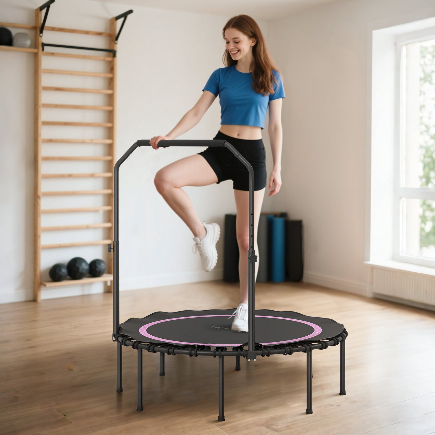 45" Foldable Rebounder Trampoline for Adults - Pink