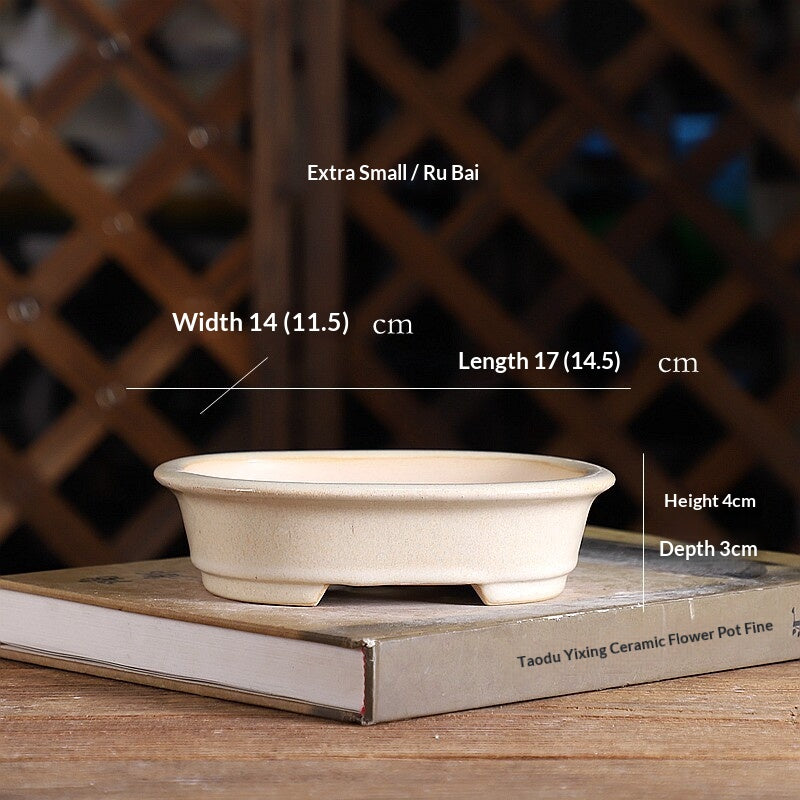 Portable Oval Yixing Clay Flower Pot for Home & Garden
