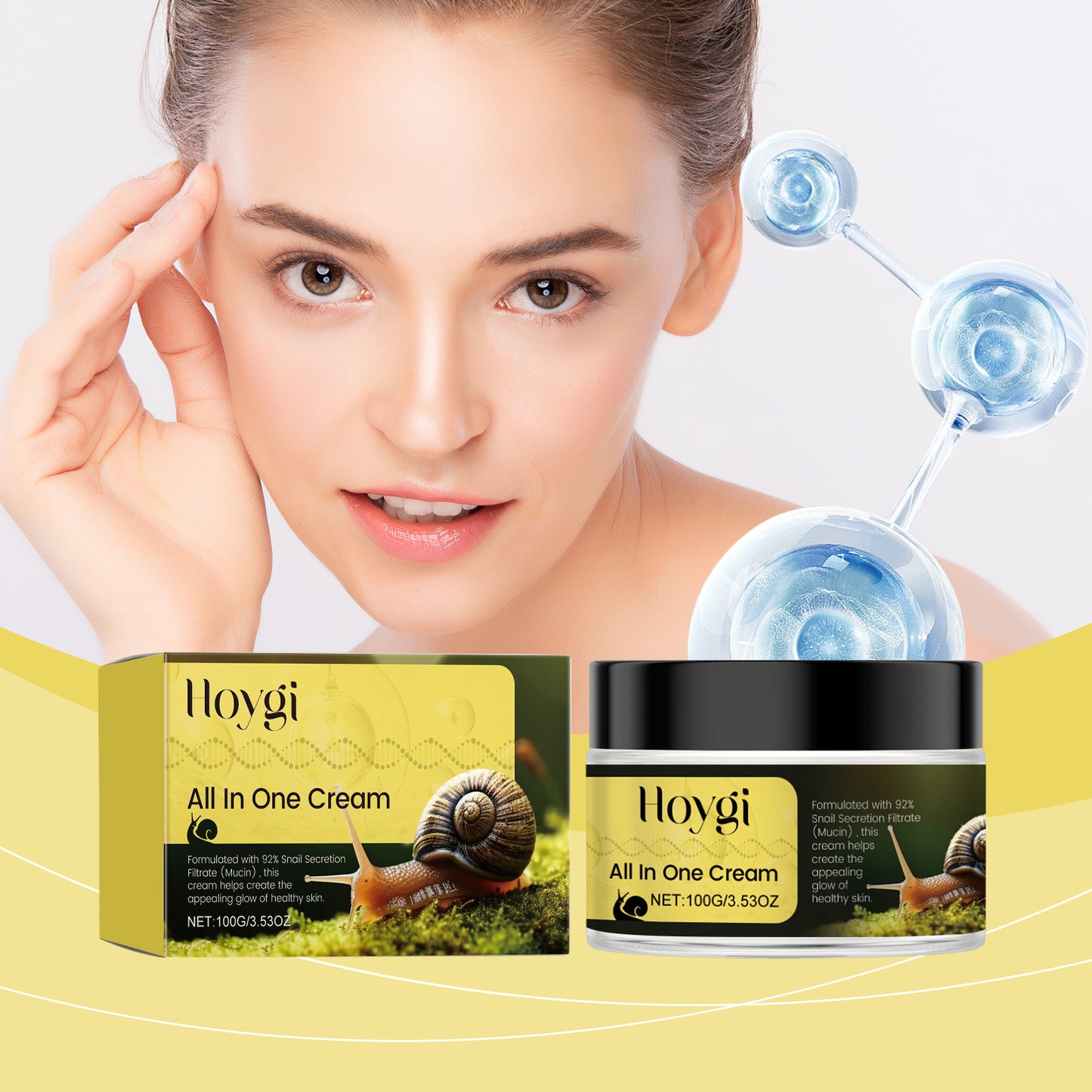Snail Mucin Moisturizing Facial Cream with Jojoba Oil & Hyaluronic Acid