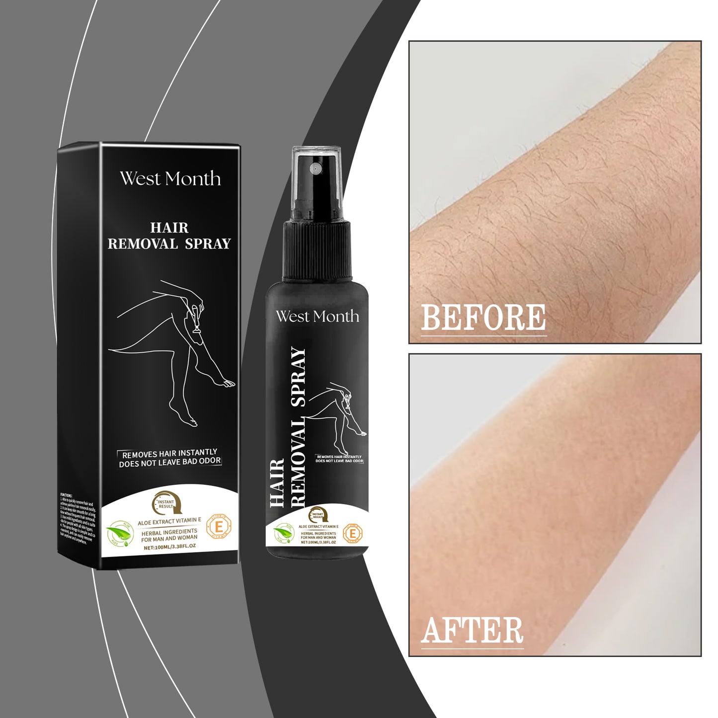 Gentle Hair Removal Spray for Body - 100ml Smoothing Skin Care Treatment