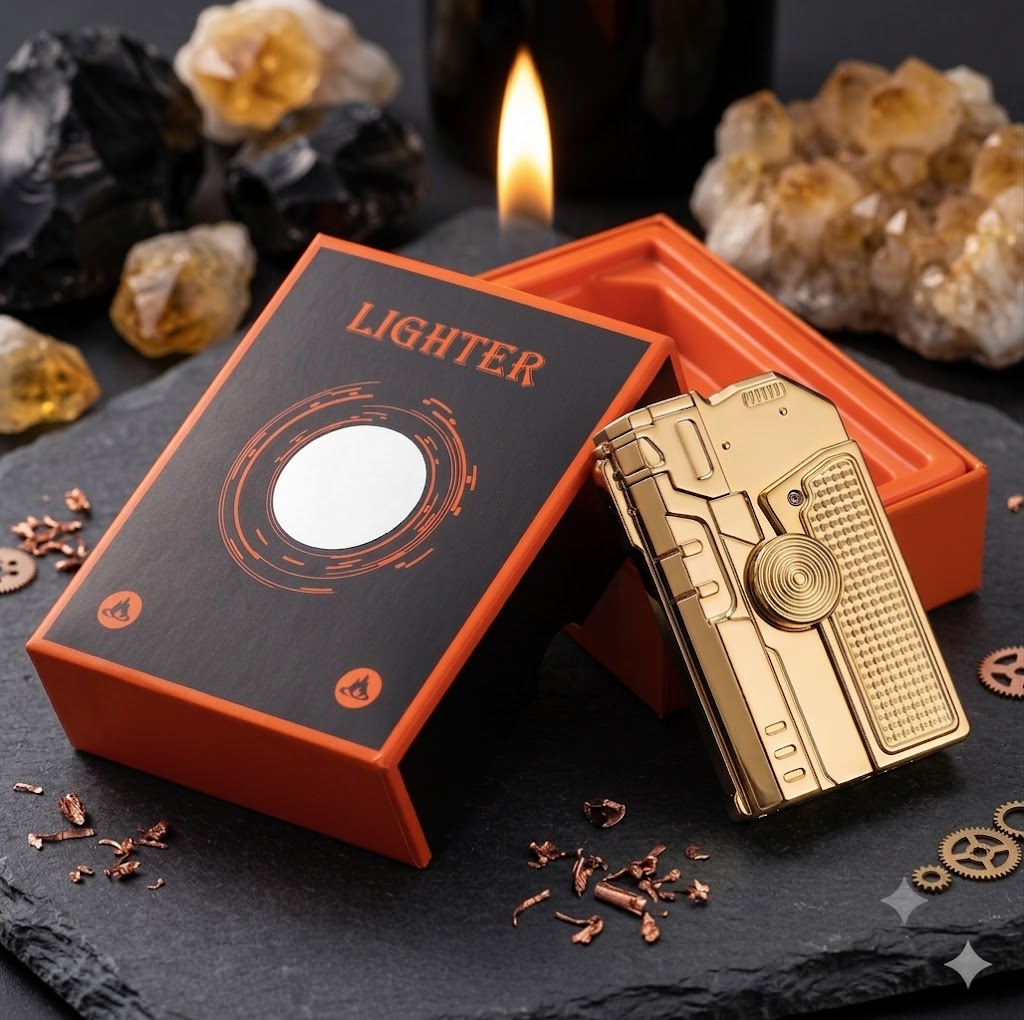 2-in-1 Windproof Torch Lighter with Fidget Spinner - Red