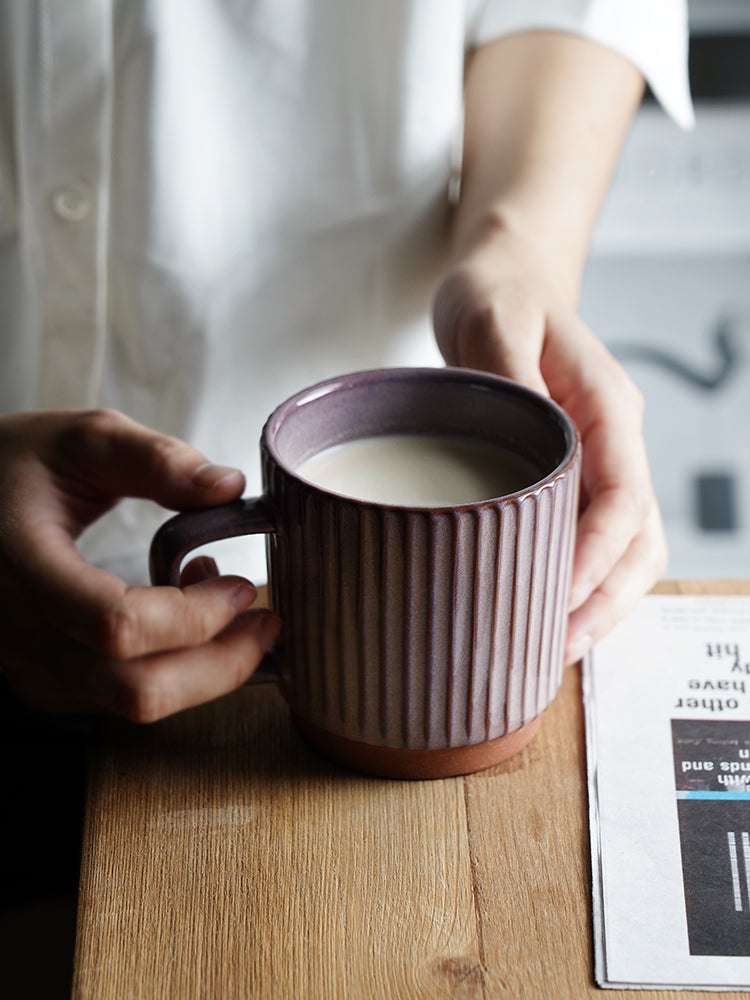 Creative Ceramic Mug with Retro Striped Design - 300ML Kitchen Drinkware