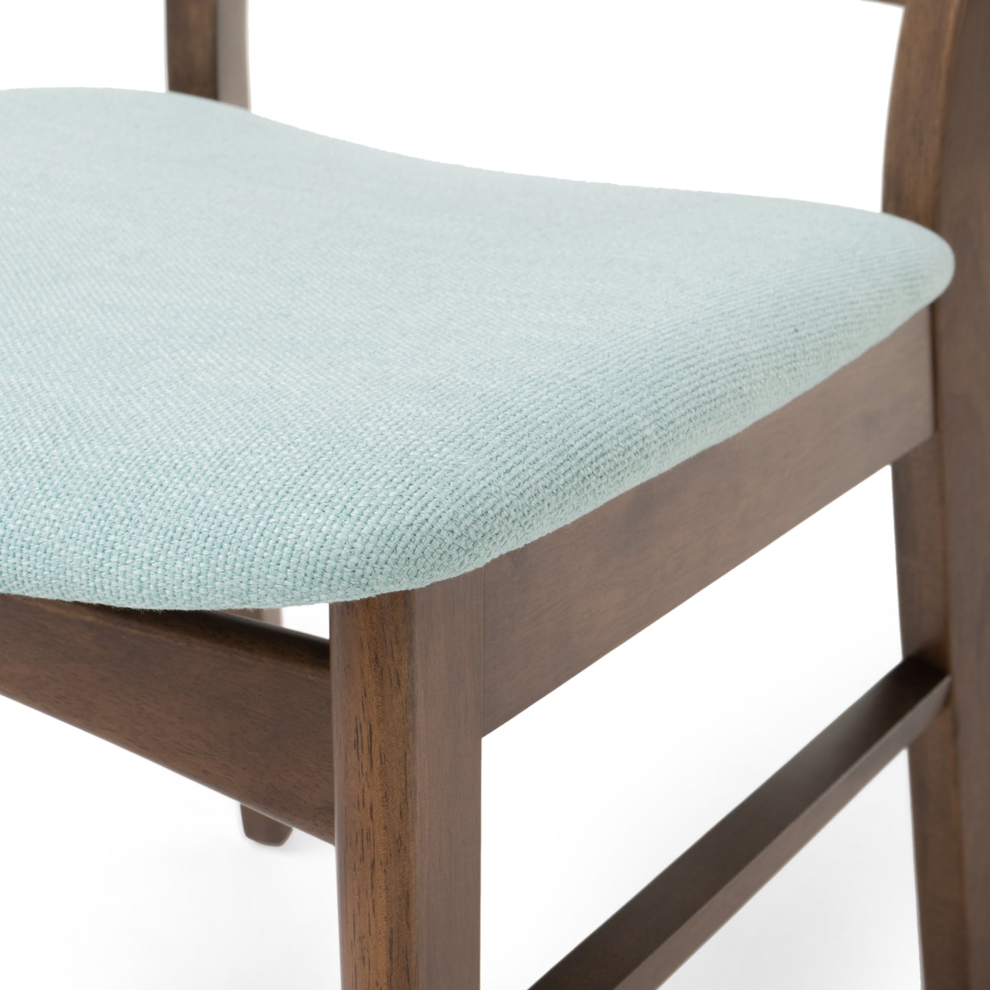 Set of 2 Mid-Century Dining Chairs - Upholstered Seat, Rubberwood Legs