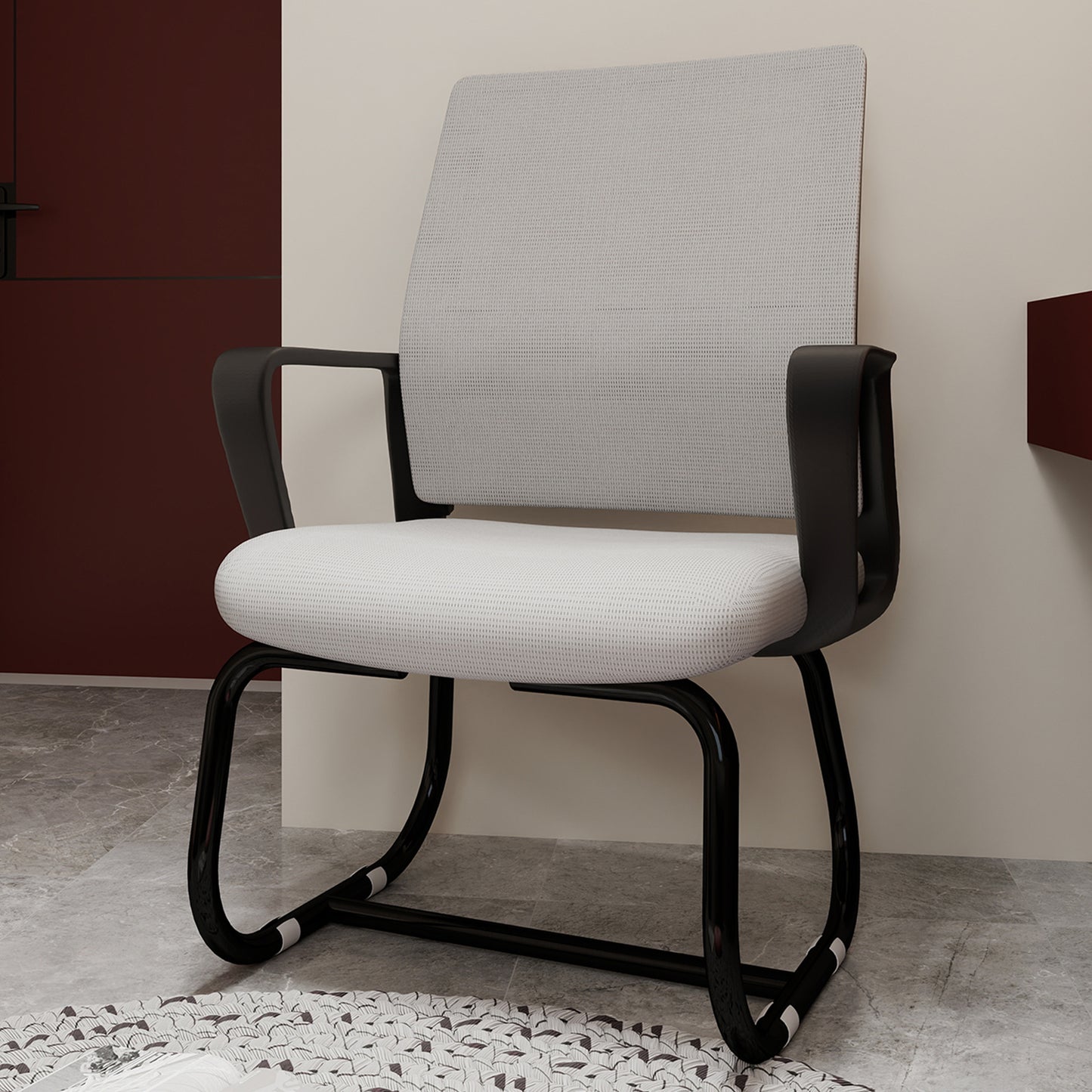 Modern Minimalist Office Chair - Comfortable Metal Frame, Black & Gray
