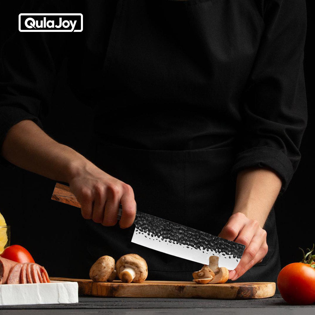 Professional Japanese Santoku Knife - 9Cr18Mov Blade, Rosewood Handle
