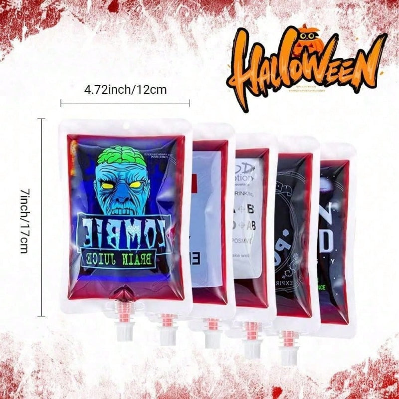 21-Pack Reusable Halloween Blood Drink Bags with Funnels