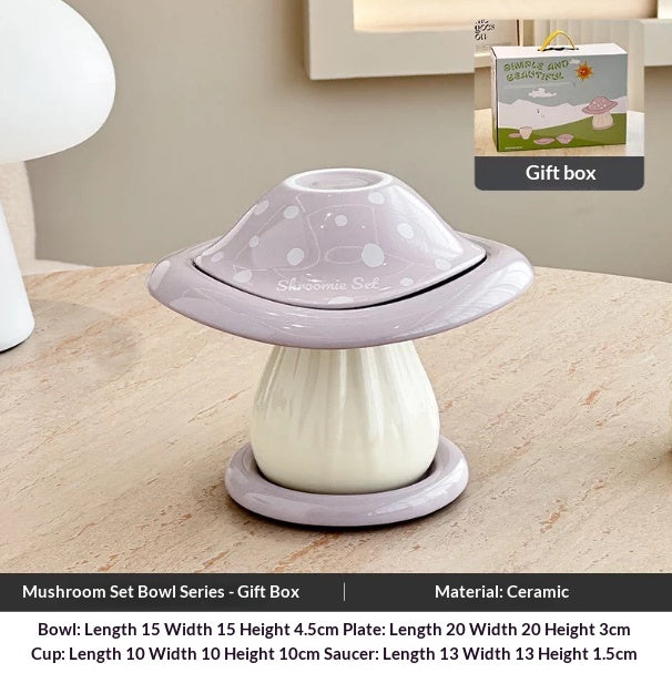 Large Capacity Mushroom Style Ceramic Bowl Set for Kitchen & Dining
