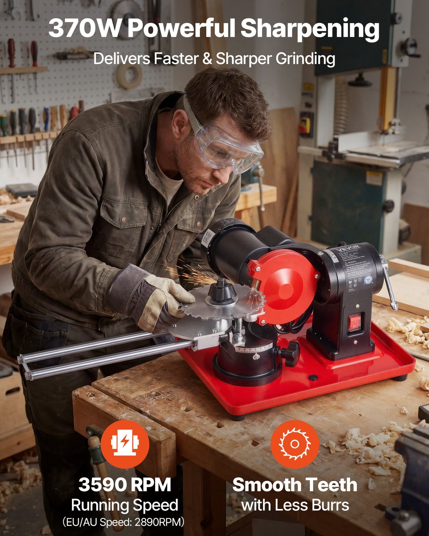 Circular Saw Blade Sharpener, 370W 3590RPM Rotary Angle Mill Grinder