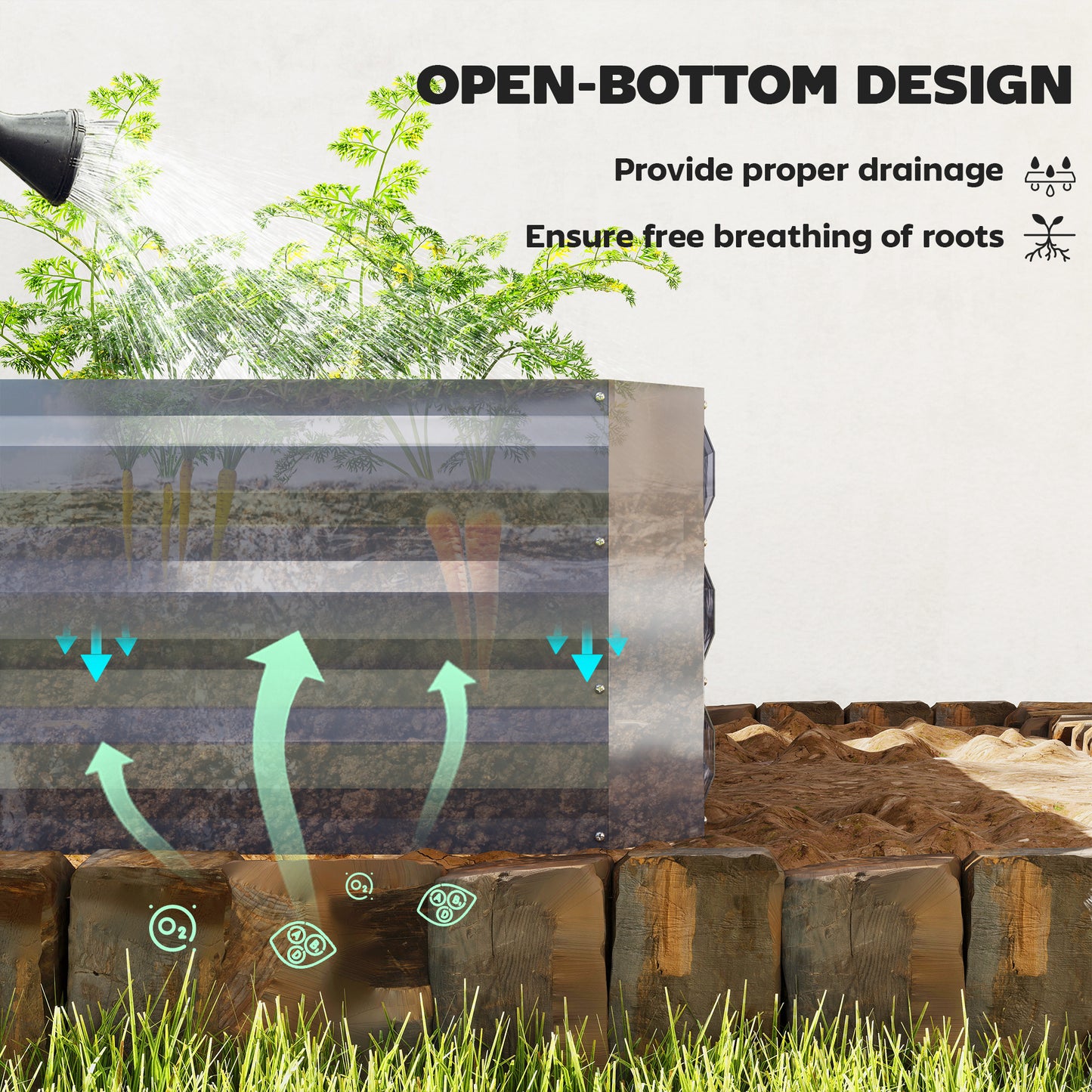 Raised Garden Bed with Mini Greenhouse Cover - Galvanized Steel, 4ft, Clear & Dark Gray