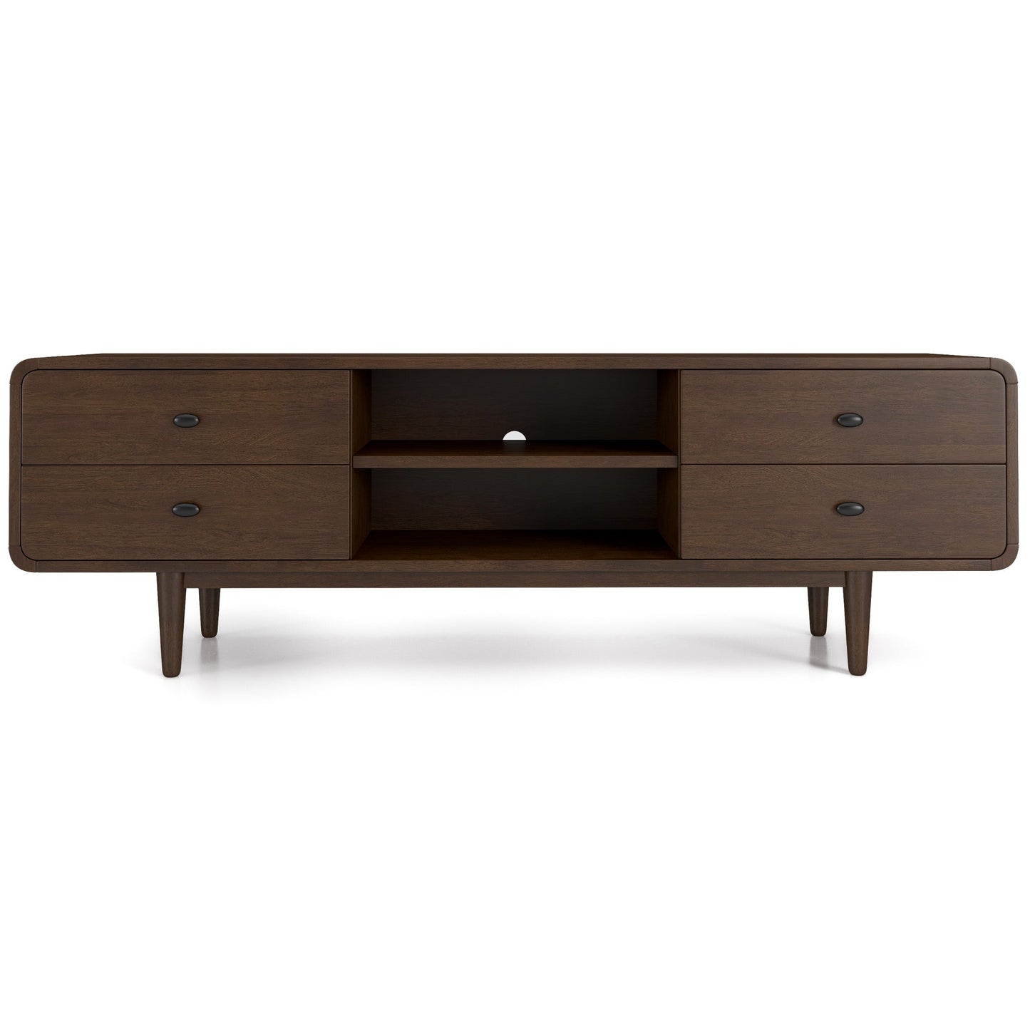 Alexa Mid Century Modern Style TV Stand With Walnut Finish And Solid