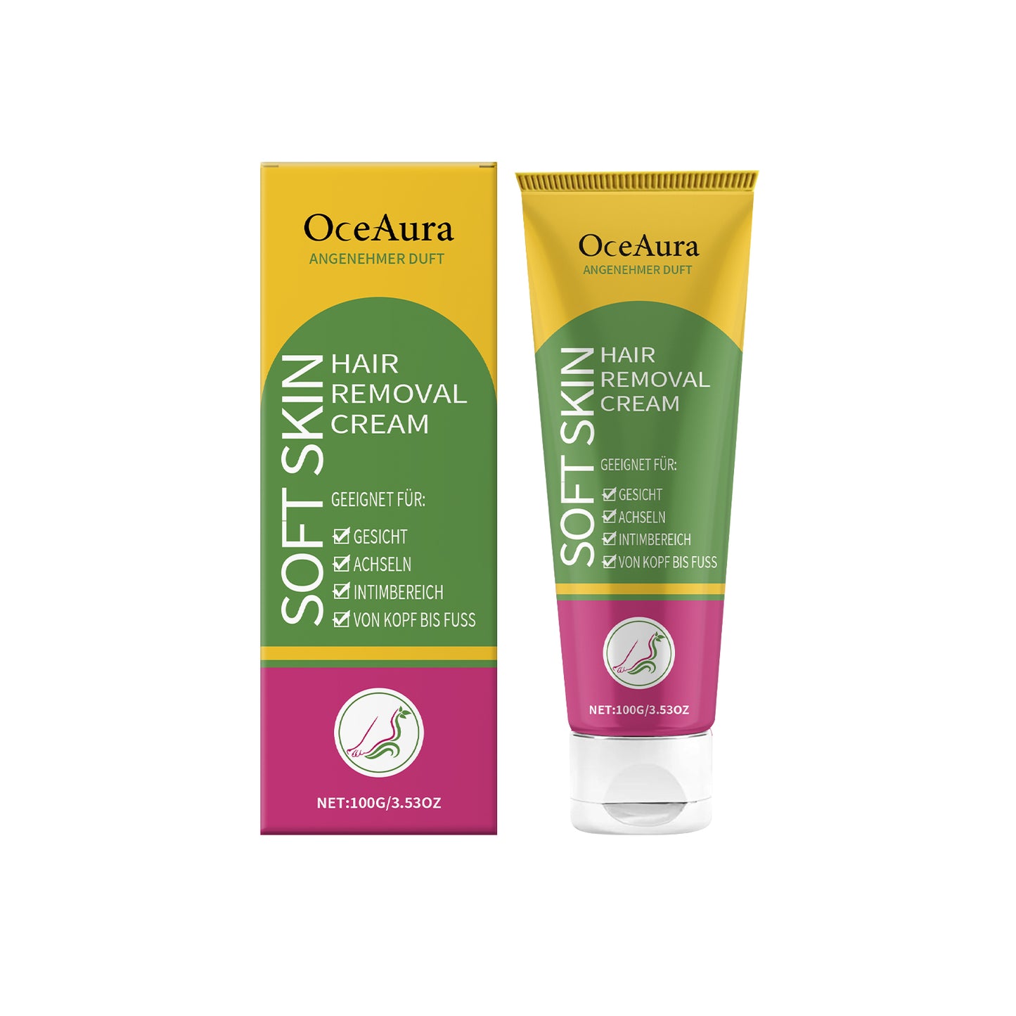 Gentle Soothing Hair Removal Cream for Face and Body - Multiple Sizes