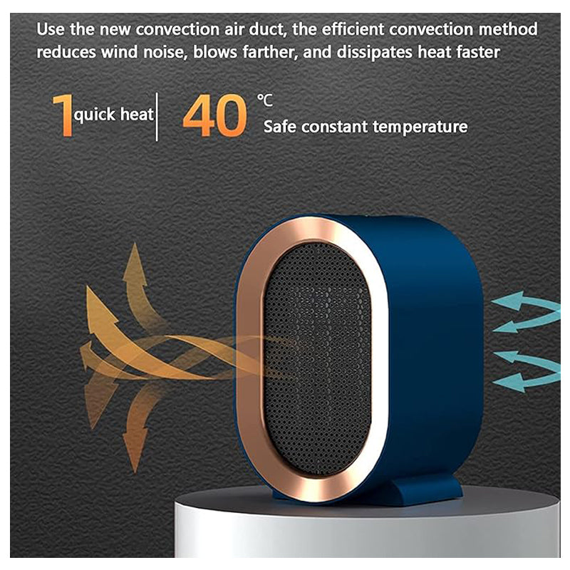 1200W Portable Ceramic Fan Heater with 2 Heat Settings, Silent Overheat Protection, Blue