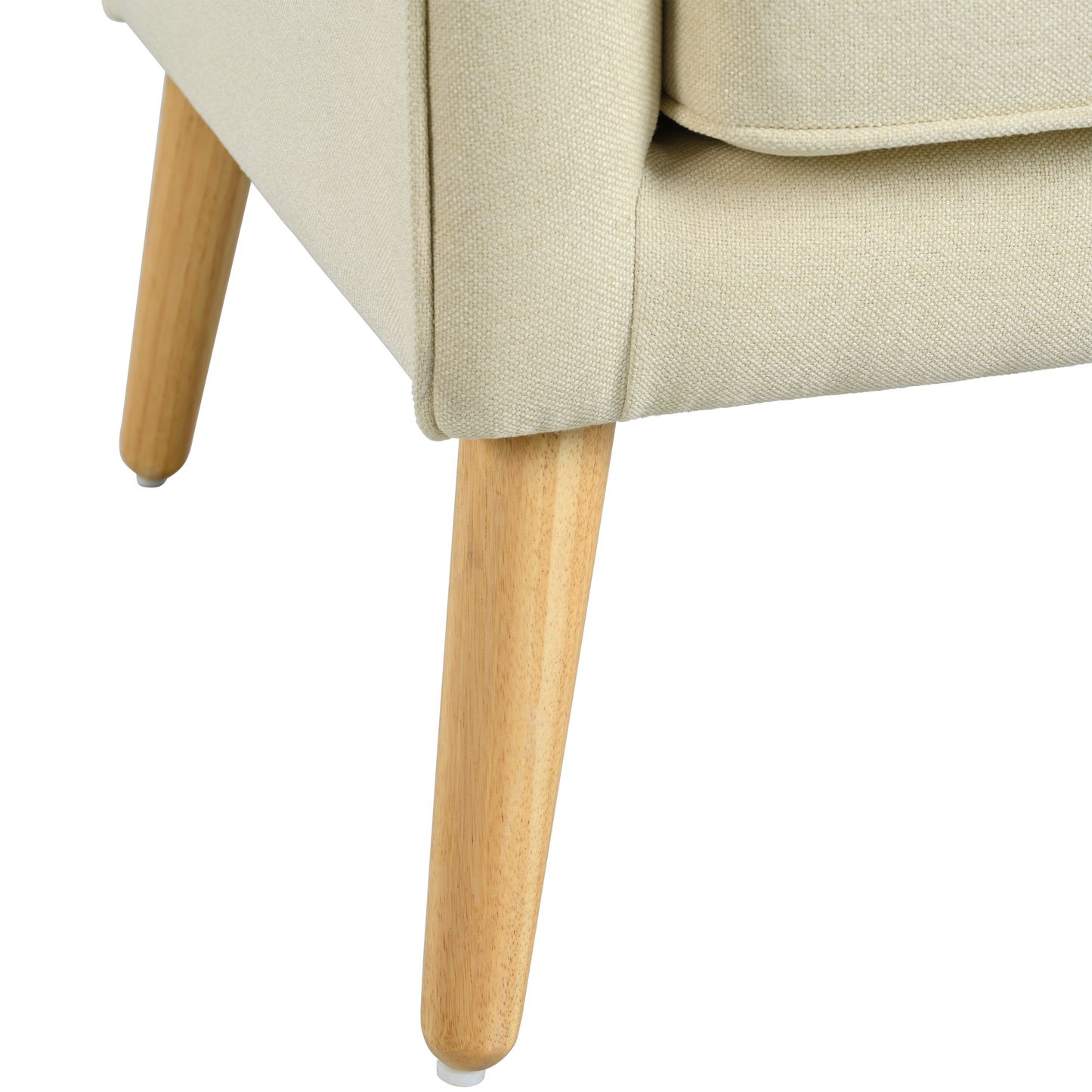 Mid-Century Modern Accent Chair - Beige Tufted Fabric Armchair