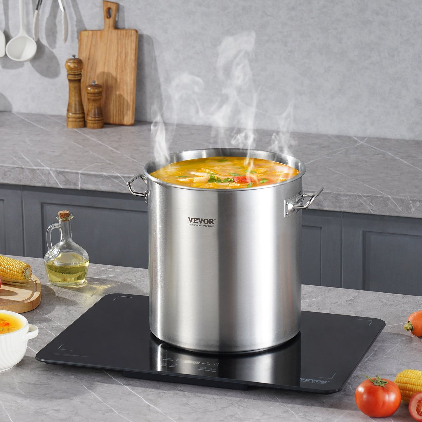 53 QT Stainless Steel Stockpot with Lid – Large Cooking Pot