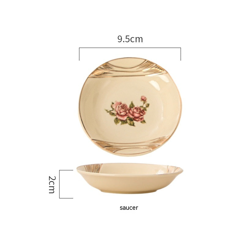 European-Style Ceramic Rice & Soup Bowls Set of 2 - Flower Pattern, Retro Kitchen Tableware