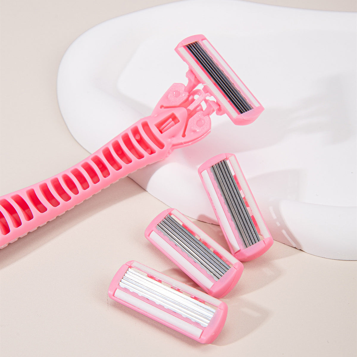 Women's Manual Leg Shaver with 3 Blades & Storage Box - Pink