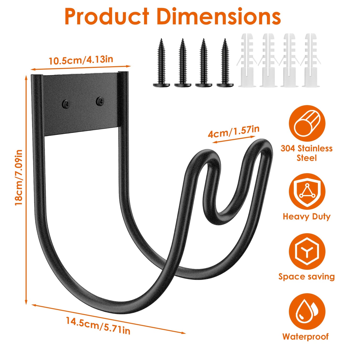 Heavy Duty Garden Hose Holder Stainless Steel Wall Mount Organizer 2 Pack