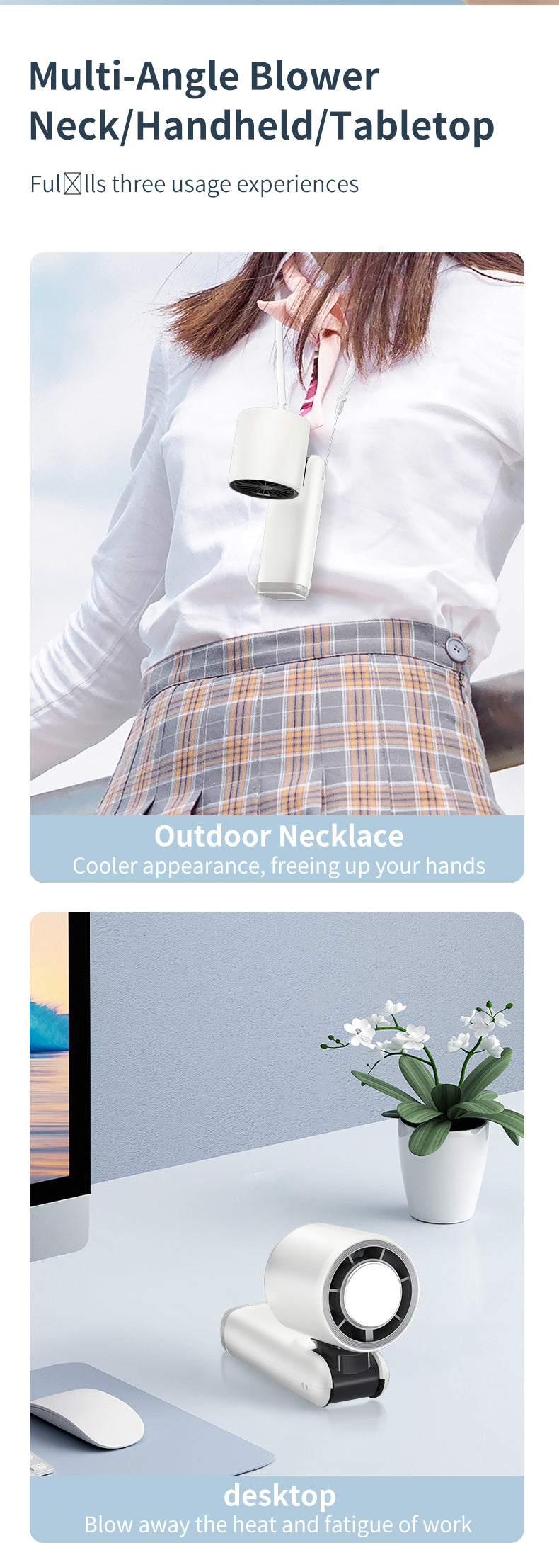 Rechargeable Handheld Fan with LED Display, Foldable Personal Cooling Device