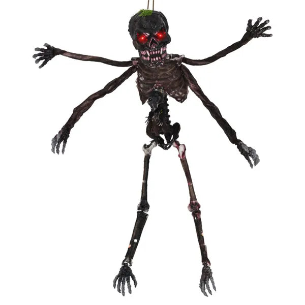 6ft Halloween Skeleton Decoration - Sound-Activated, Flashing Eyes, Poseable Arms