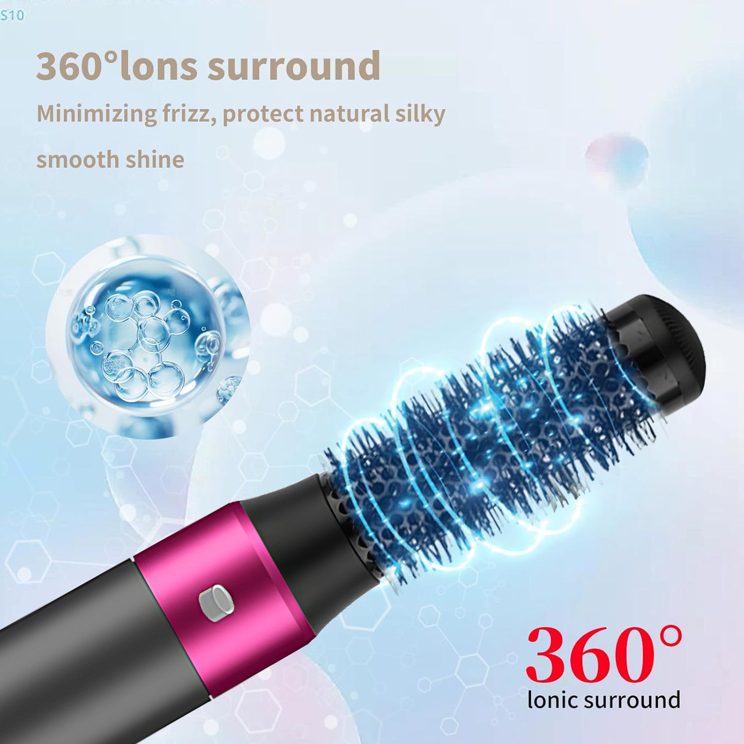 5-in-1 Ionic Hair Dryer Brush Kit - Detachable Styling Heads, 1000W