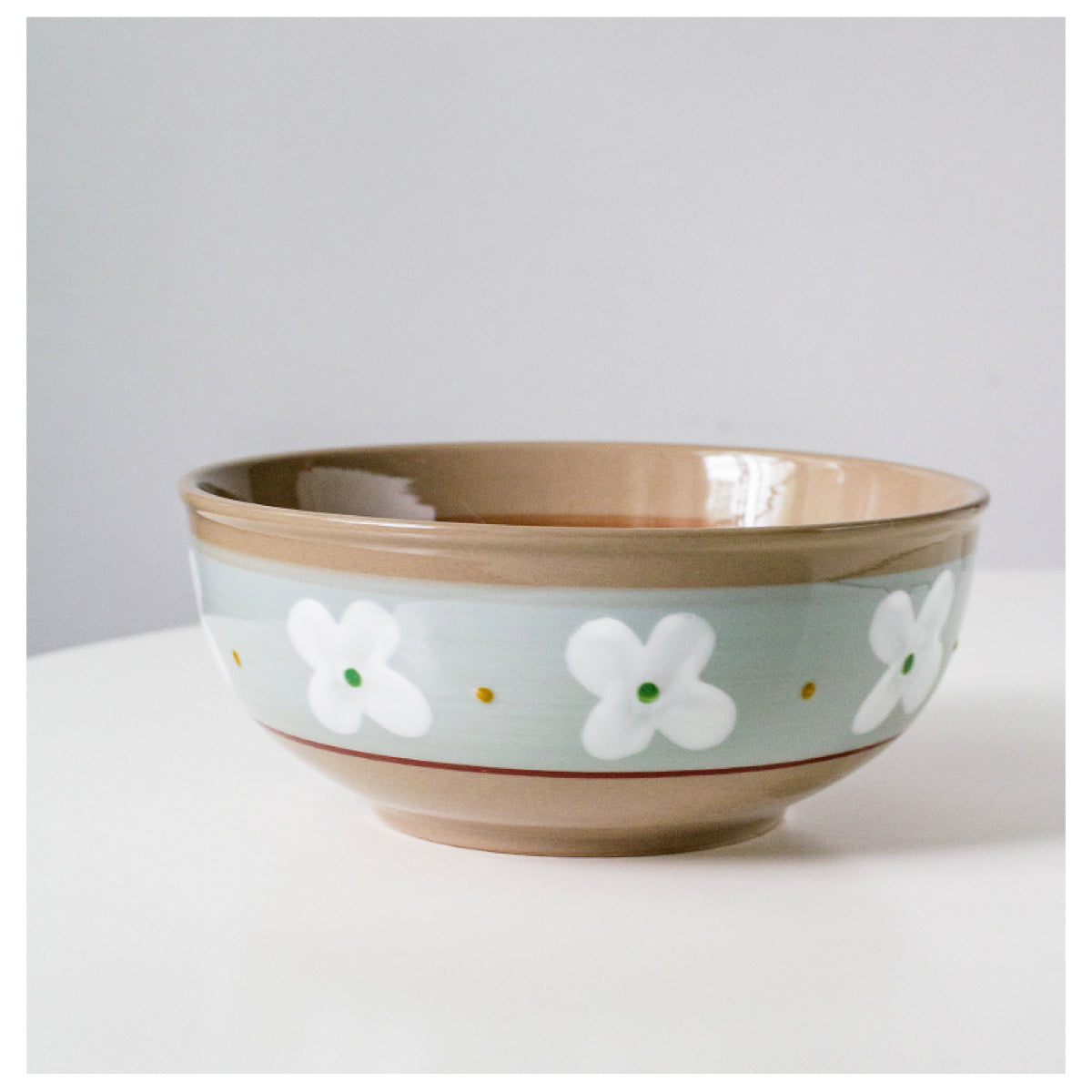 Hand Painted Ceramic Soup Bowl - Creative Flower Design, 7 Inch Multi-Color