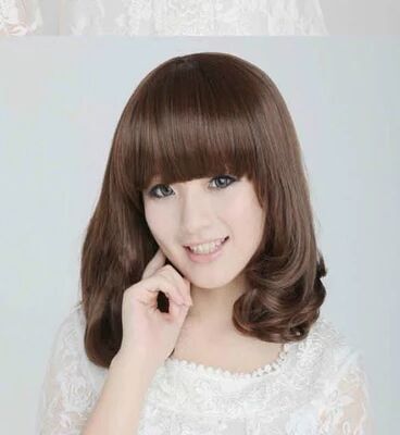 Women's Synthetic Hair Pieces - Mid-Length Straight Hair with Bangs, Multiple Colors