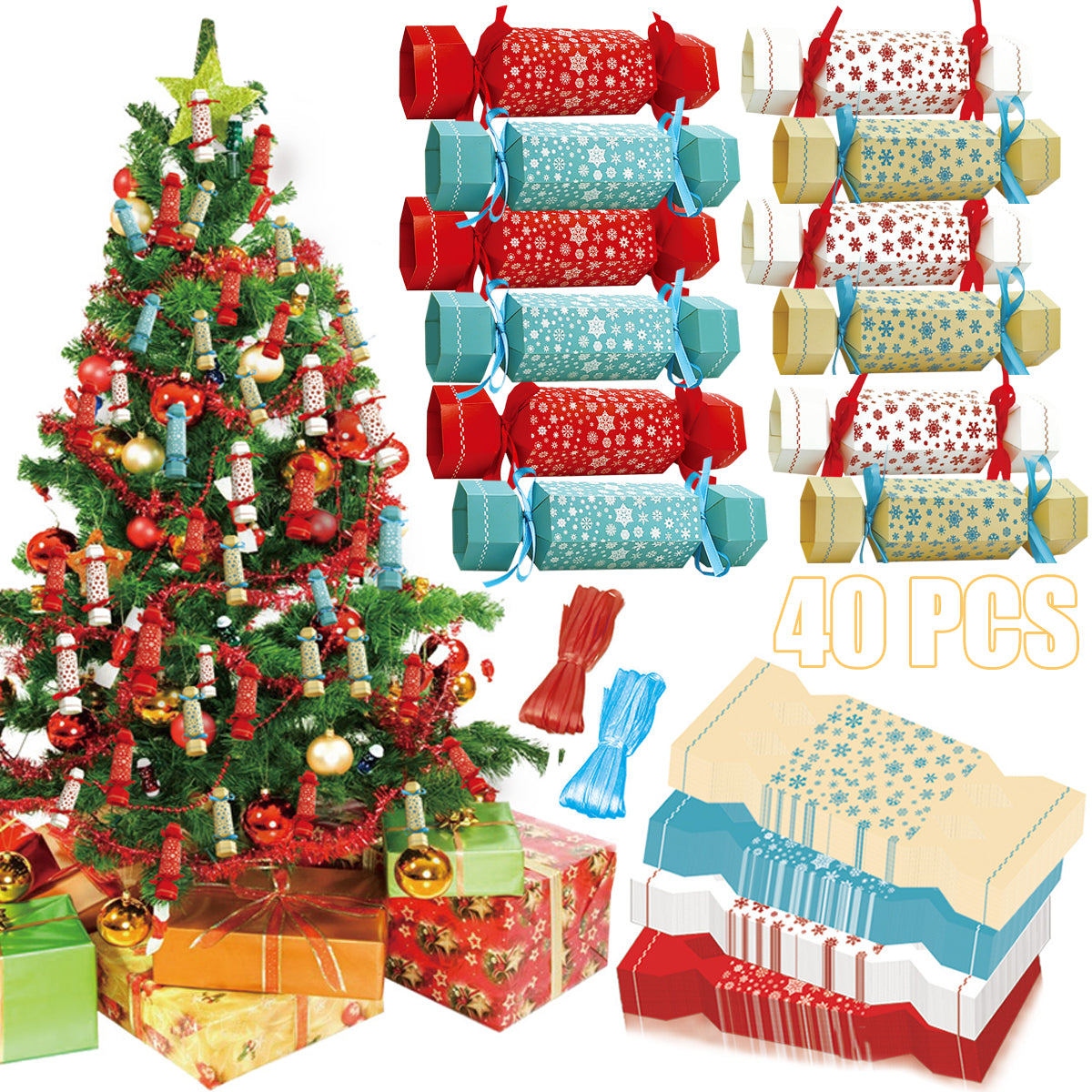 40 Multicolor Christmas Gift Boxes for Holiday Celebrations
