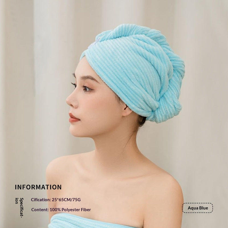 Thickened Water-Absorbent Coral Fleece Hair Drying Cap for Home Use