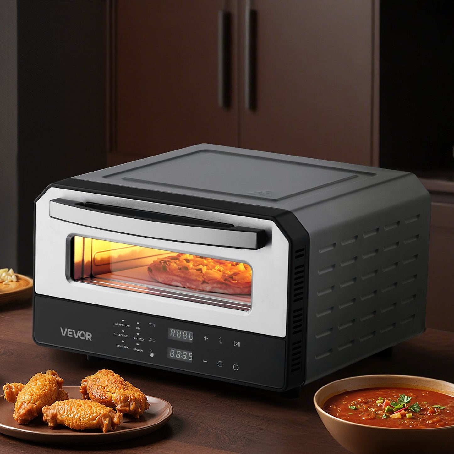 Electric Pizza Oven 12 Inch with Pizza Stone & Adjustable Heat - MultiColor