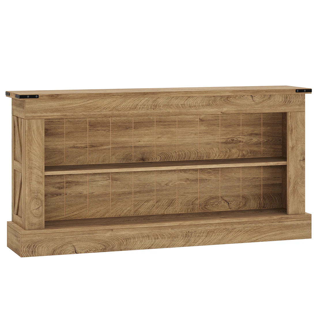 Farmhouse Console Table with Dual-Layer Storage - Brown
