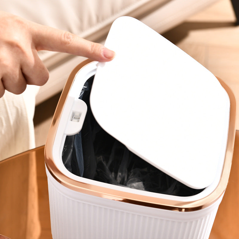 Desktop Trash Can Push-Style Waste Bin 4L Light Luxury Storage Bucket
