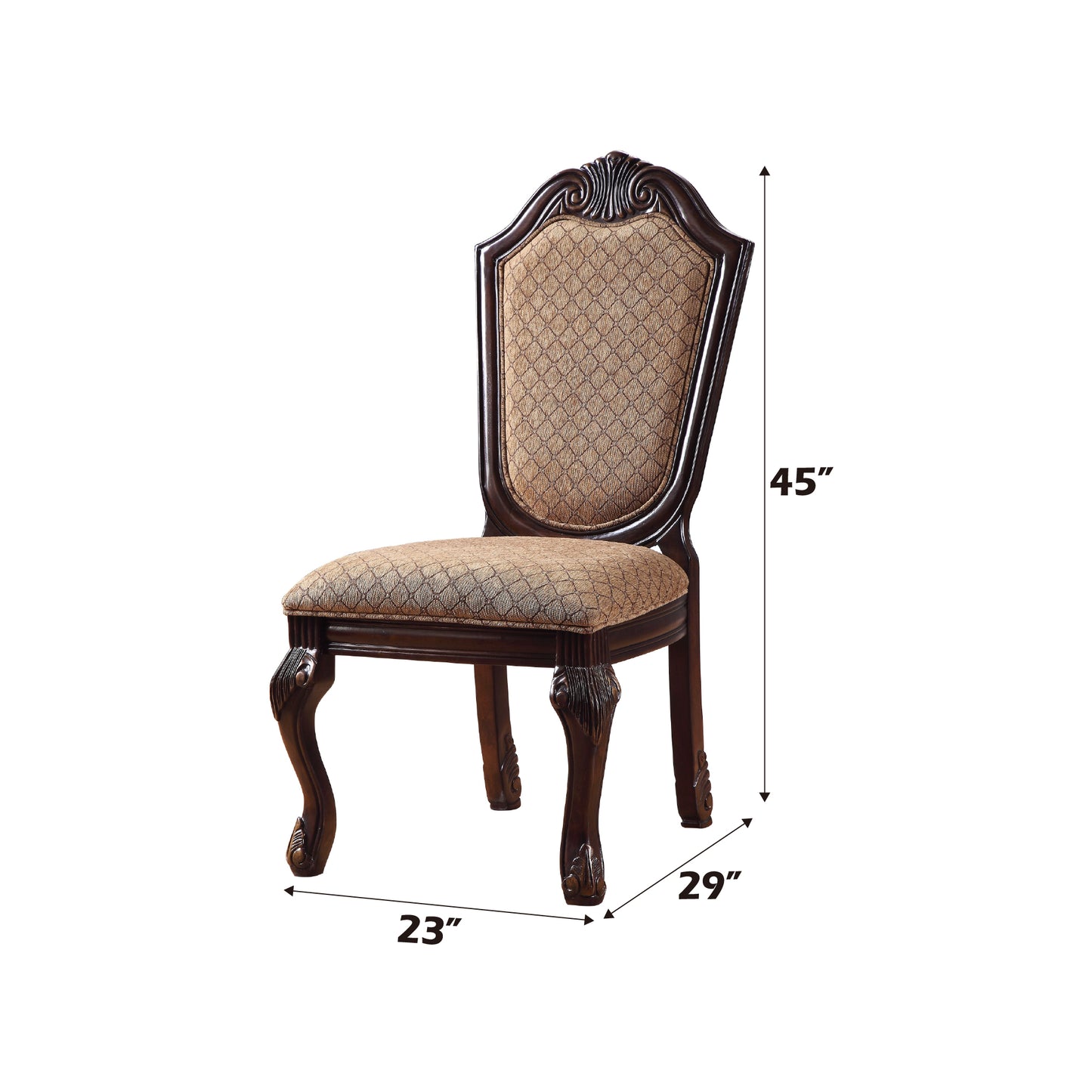Chateau De Ville Fabric Side Chair Set - Espresso Finish, 2 Pack