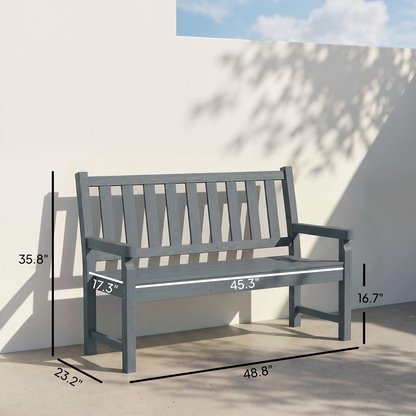 HDPE Outdoor Bench - 2-Person Curved Seat, 530 lbs Capacity, Gray