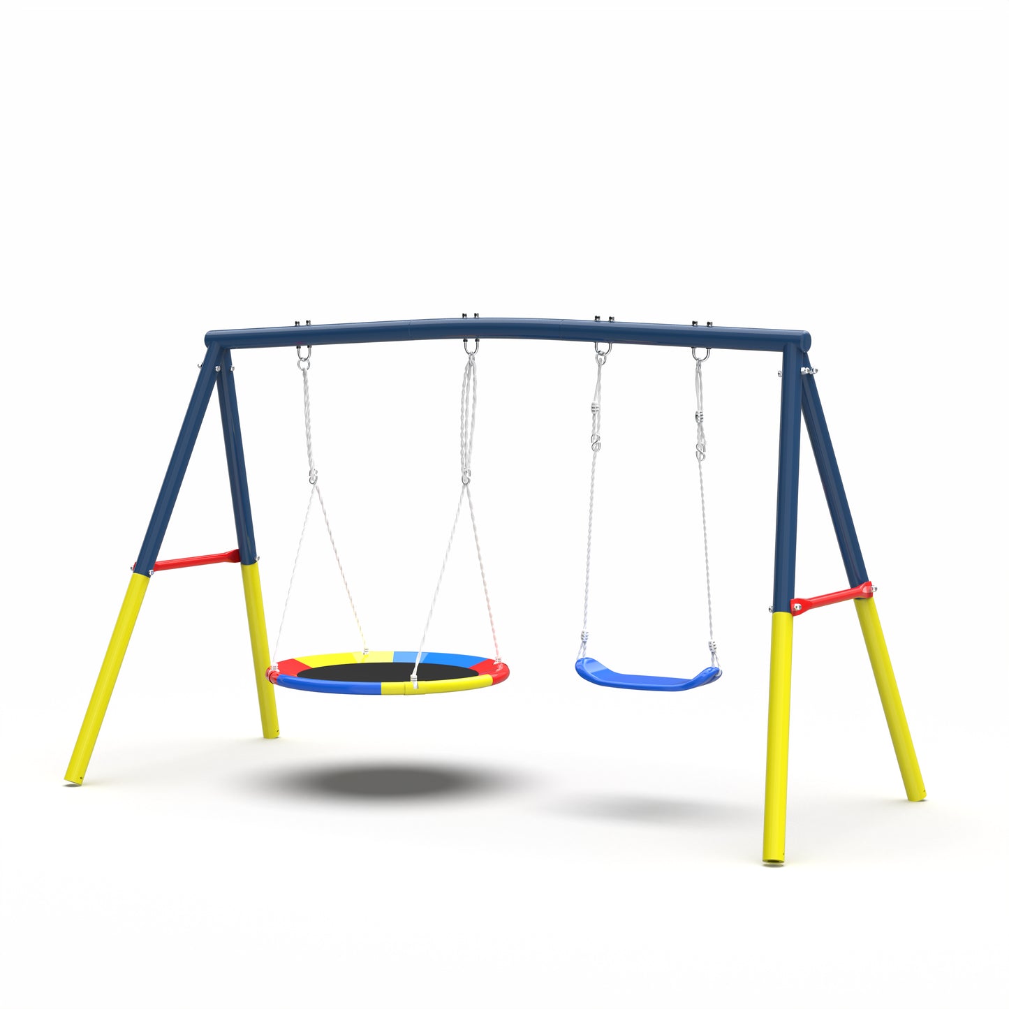 Heavy-Duty Swing Set for Backyard - 330lbs Capacity with Saucer & Belt Swings - Blue