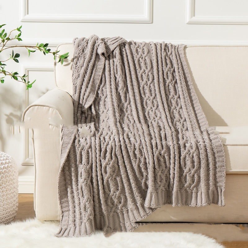 Heavy Weight Knitted Blanket - Thick Chenille Bed Cover for Home & Bedroom