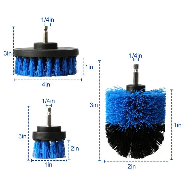 3-Piece Power Drill Scrubber Brush Set for Car, Tile, Wall, Carpet Cleaning