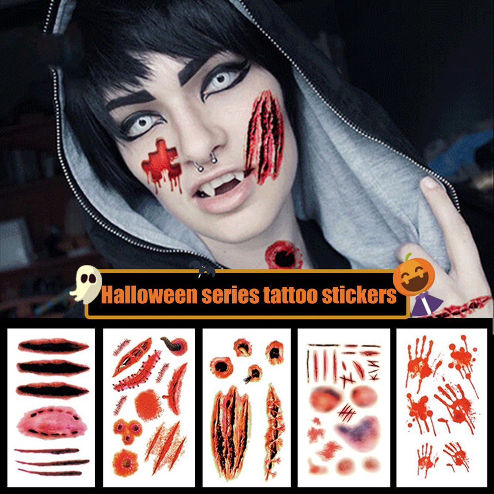 Realistic Temporary Scar Tattoos - Bloody Wound Face Decals for Halloween