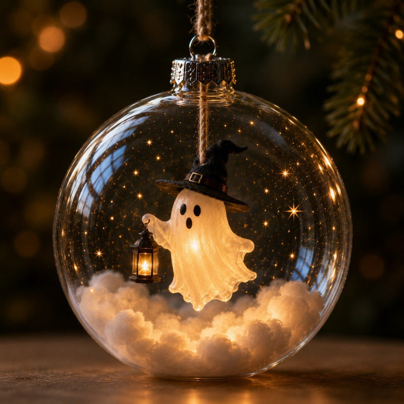 Holiday Christmas Tree Ornament Plastic Transparent Ball Set with Light - Multiple Colors