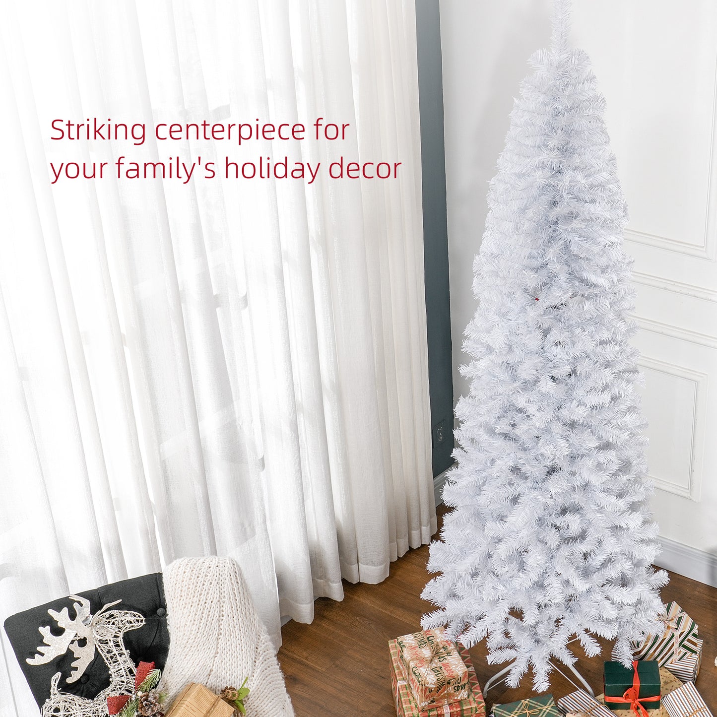7ft Slim Douglas Fir Christmas Tree - Unlit Artificial White Tree