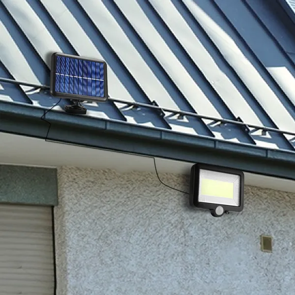 Solar Powered Outdoor Wall Light with Motion & Light Sensors, IP65 Waterproof, Black