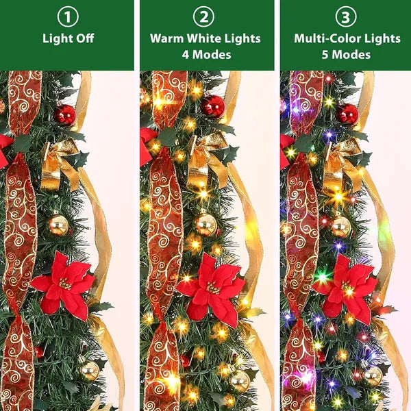 6ft Prelit Slim Artificial Christmas Tree with Remote Control - Green