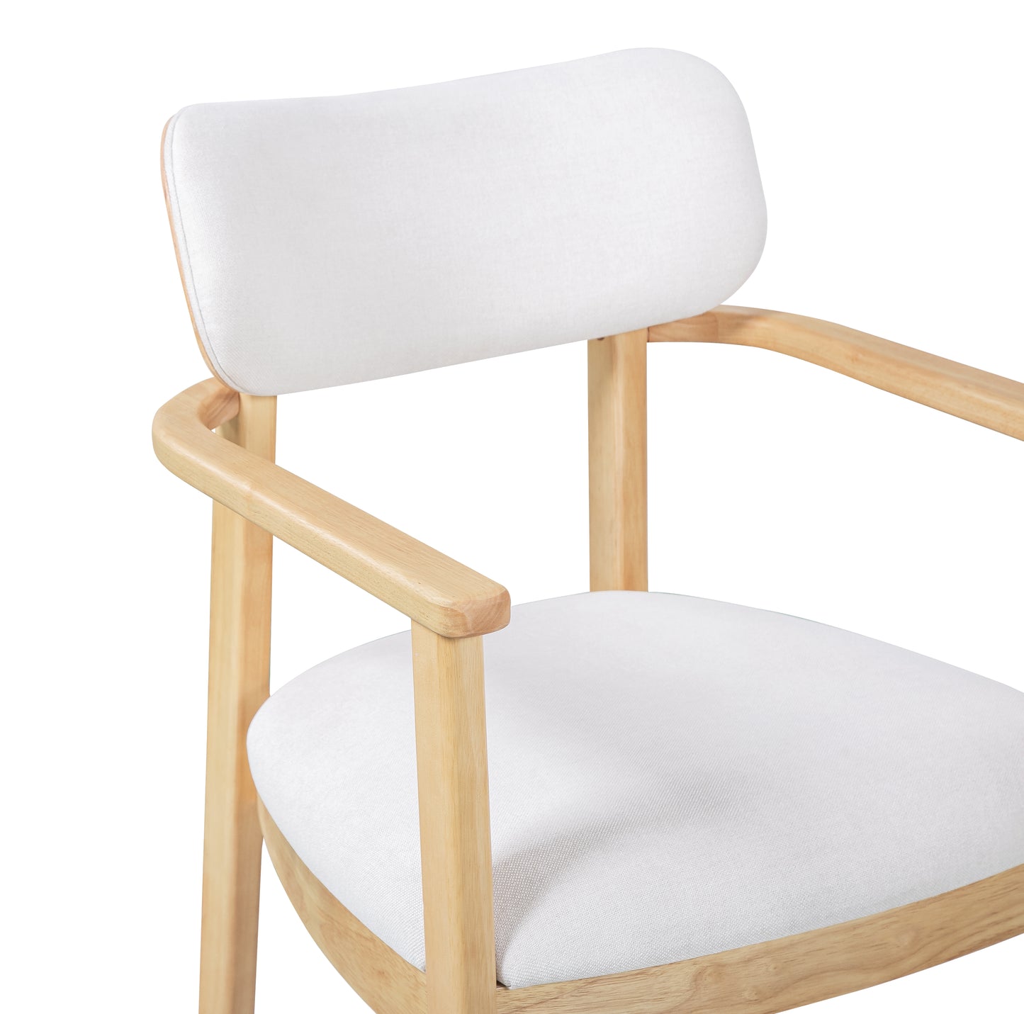Upholstered Dining Chairs Set of 2 - Natural Rubber Wood