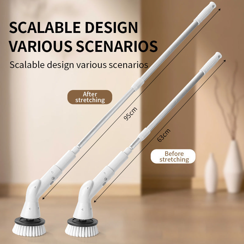 Wireless Electric Cleaning Brush with Long Handle & Multiple Brush Heads