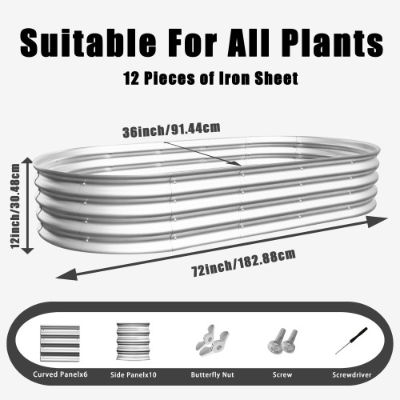 Galvanized Raised Garden Bed Kit 6x3ft - Outdoor Vegetable, Flower & Herb Planter, Rust-Resistant, Easy Assembly