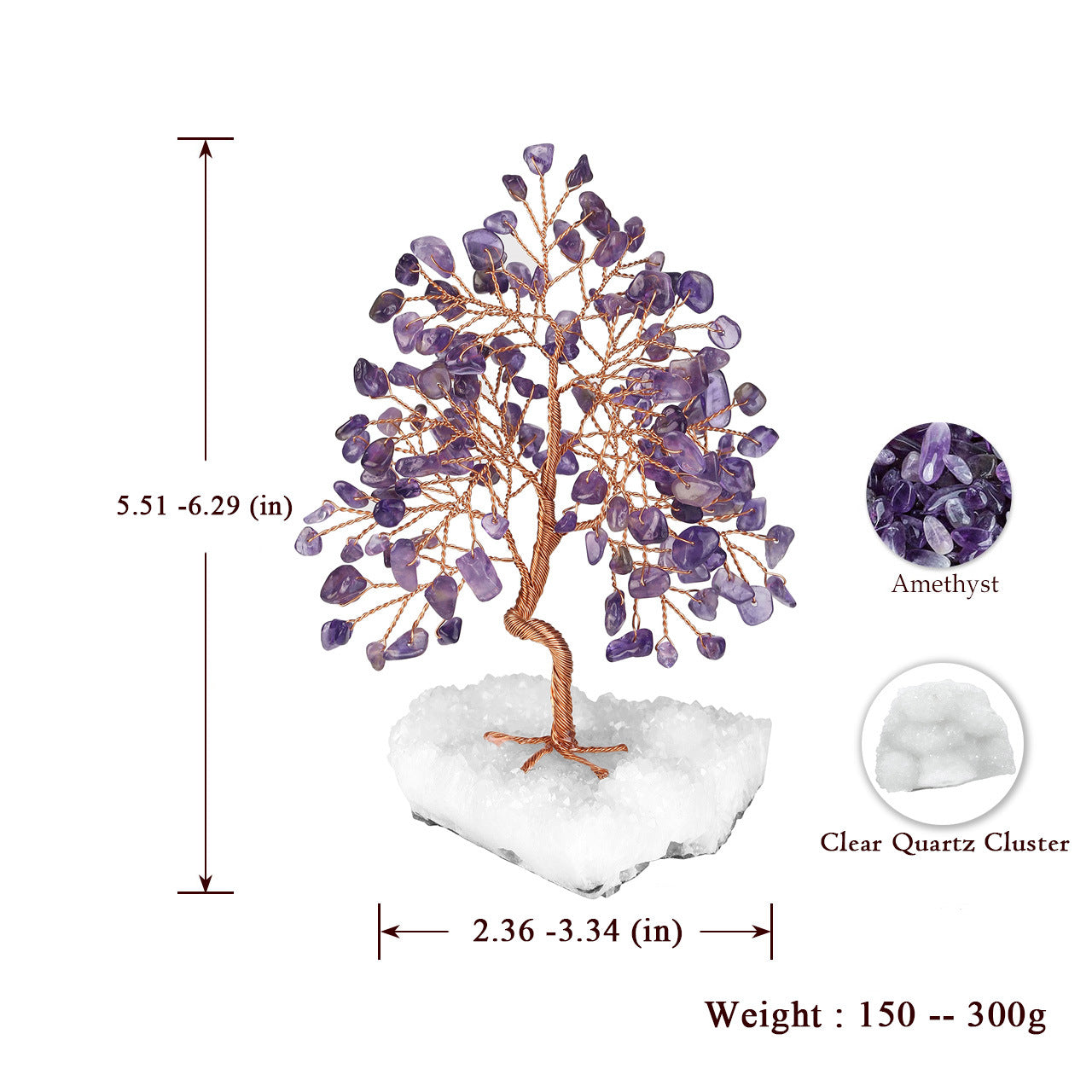 Crystal Tree Ornament with Gravel Base - Small Decorative Winding Tree for Home & Garden