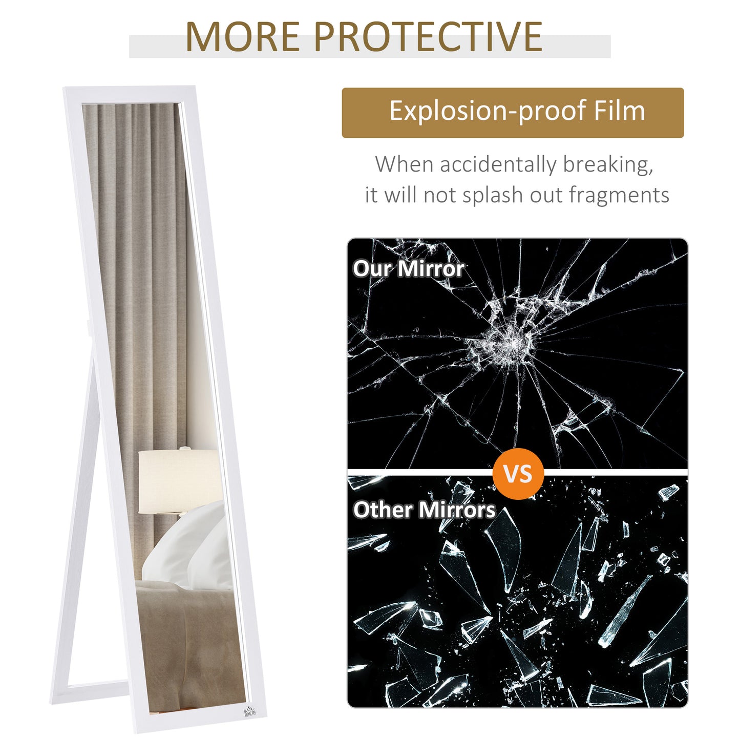 Full Length Mirror - Freestanding or Wall Mounted - White