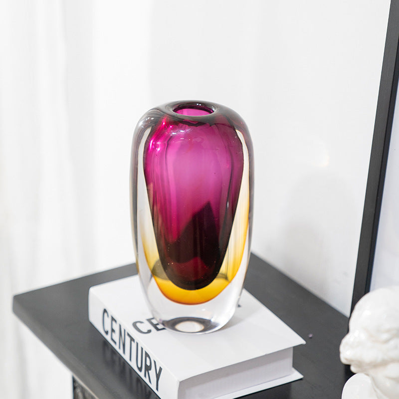 Luxury Glass Vase for Flower Arrangements - Golden Red Gradient