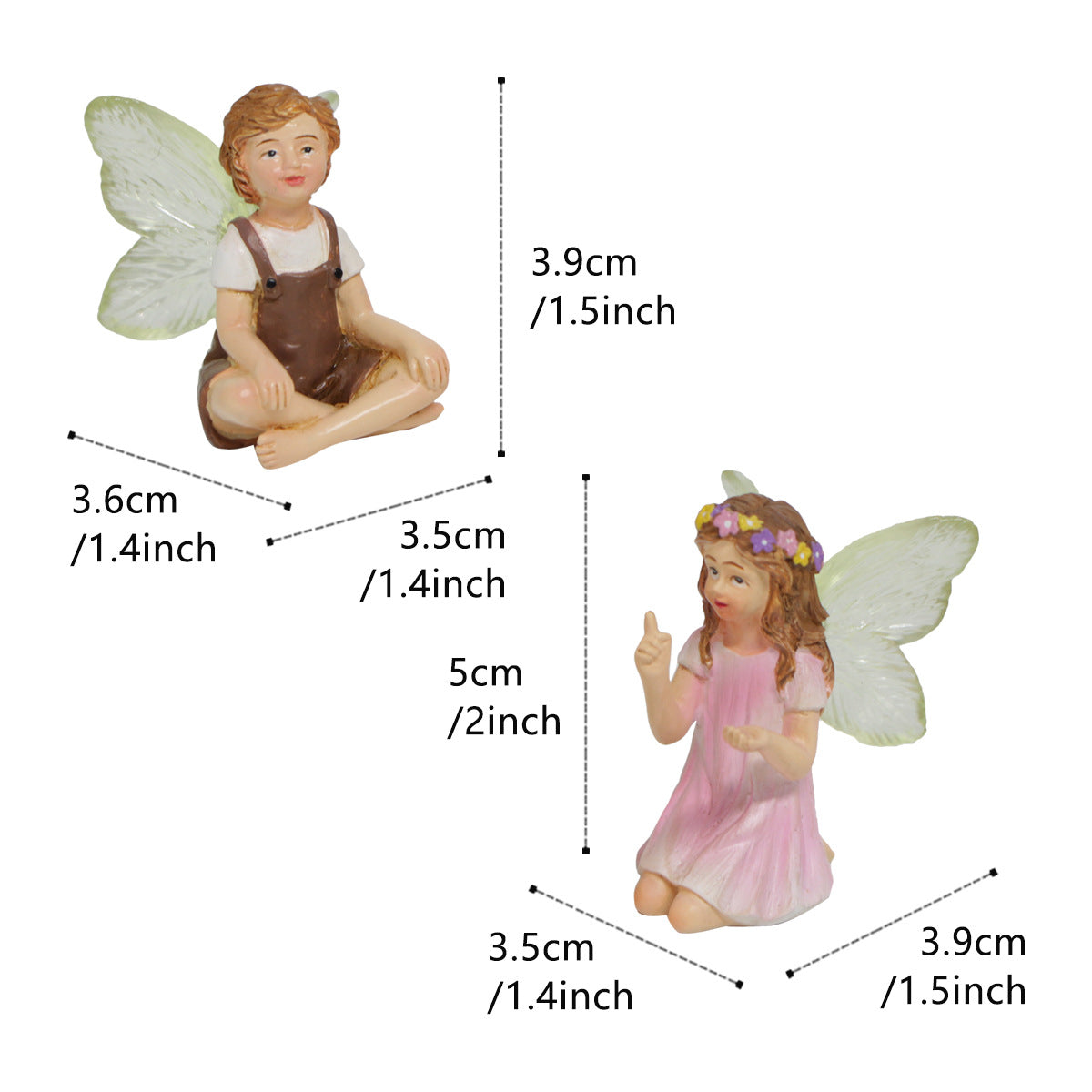 Decorative Elf Fairy Plant Set - Two Resin Potted Garden Ornaments