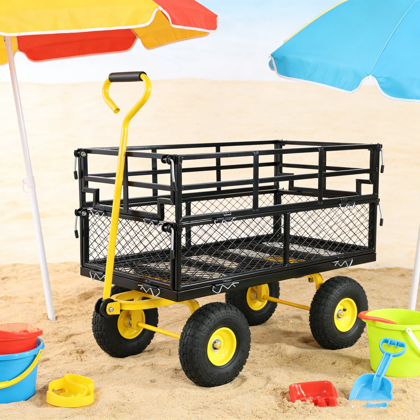 Wagon Cart Garden Trucks Make It Easier To Transport Firewood Yellow
